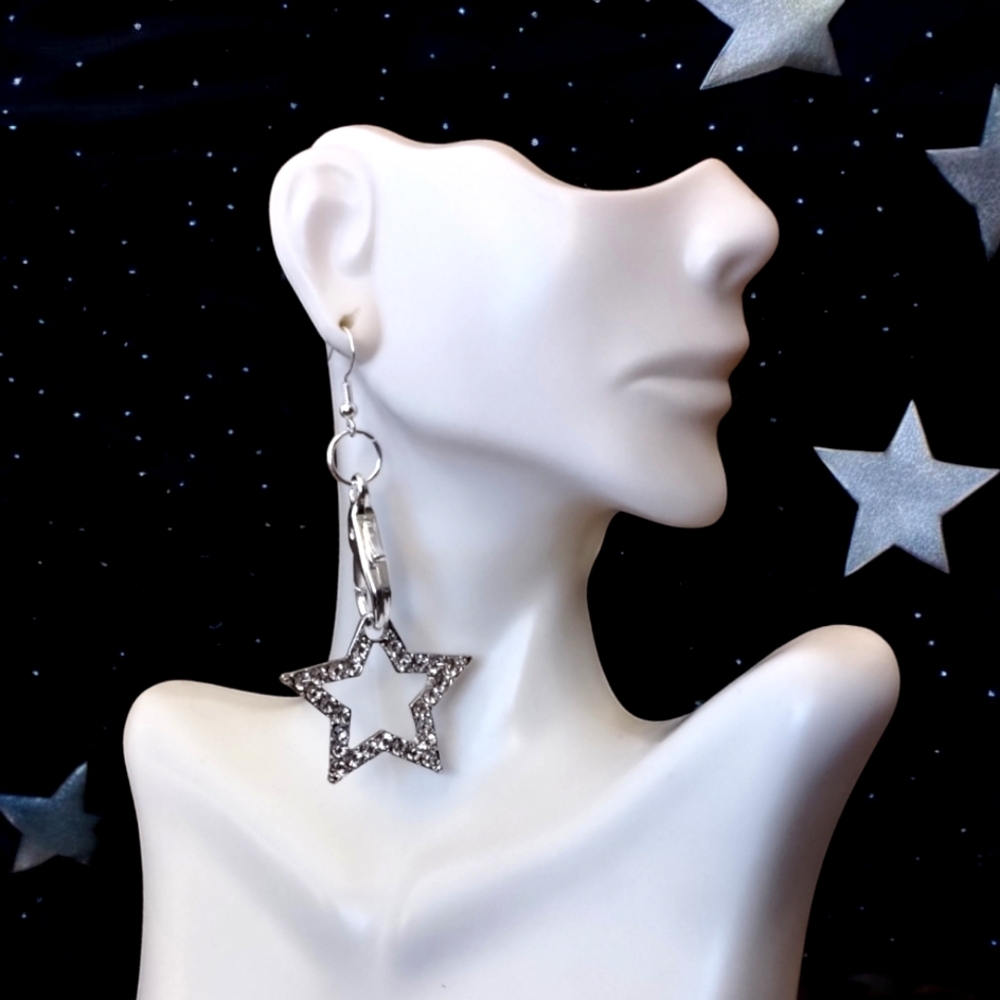 Silver Star Dangle Earrings